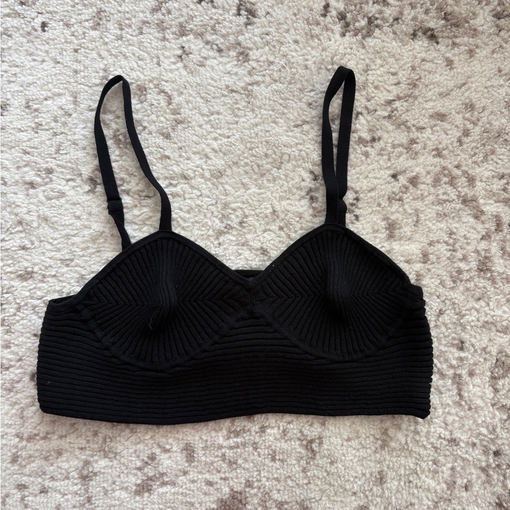 Zara Black knit crop top